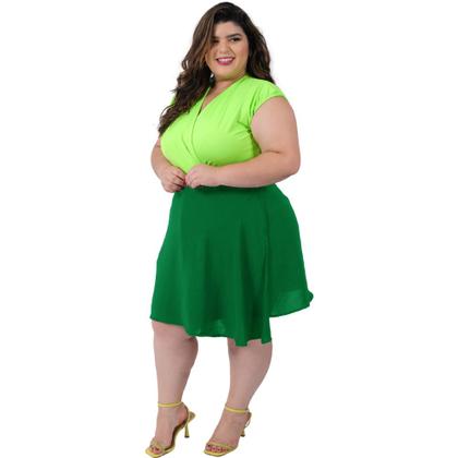 Imagem de Saia Envelope Transpassada Curta Feminina Moda Plus Size