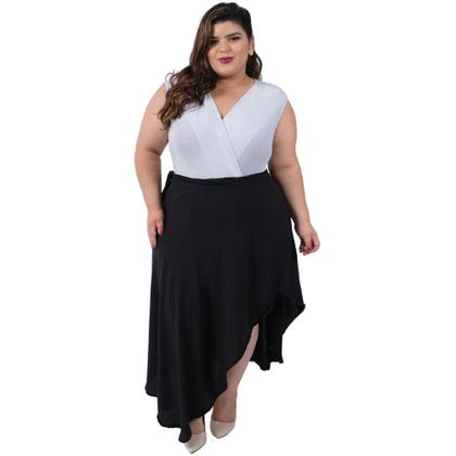 Imagem de Saia Envelope Transpassada Longa com Fenda Midi Plus Size