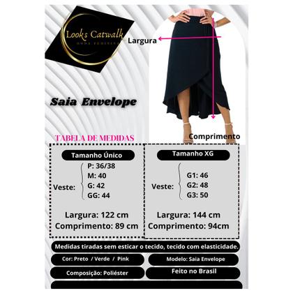 Imagem de Saia Envelope Transpassada Longa com Fenda Midi Plus Size