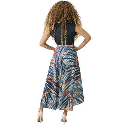 Imagem de Saia Envelope Transpassada Longa Fenda Midi Estampada Plus