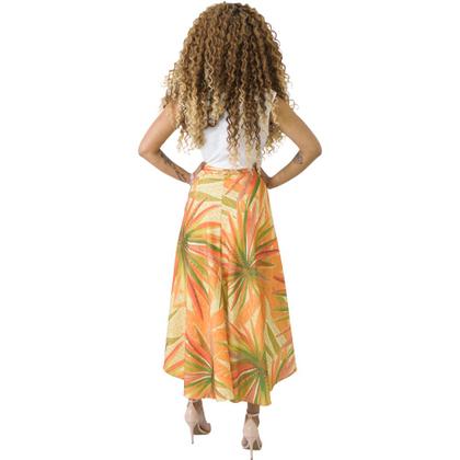 Imagem de Saia Envelope Transpassada Longa Fenda Midi Estampada Plus