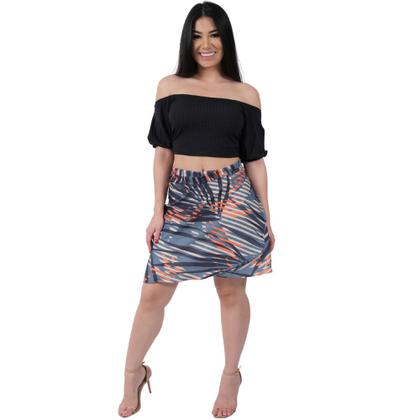 Imagem de Saia Estampada Envelope Transpassada Curta Moda Feminina