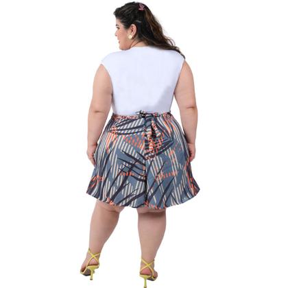 Imagem de Saia Estampada Envelope Transpassada Curta Moda Feminina
