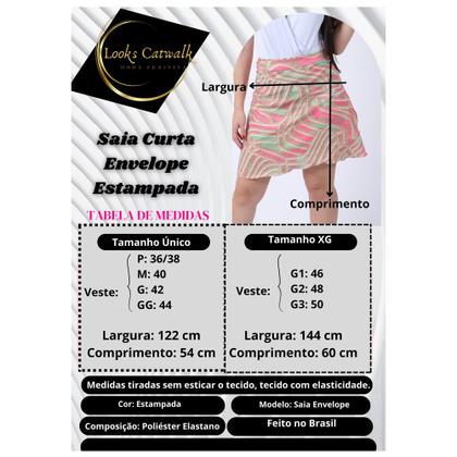 Imagem de Saia Estampada Envelope Transpassada Curta Moda Feminina