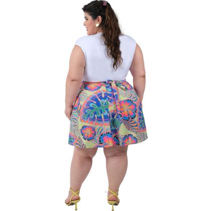 Imagem de Saia Estampada Envelope Transpassada Curta Moda Feminina