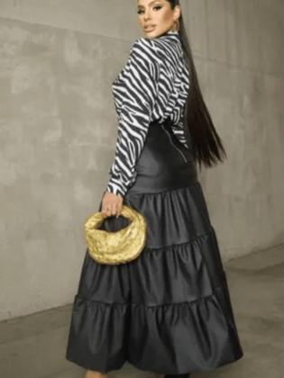 Imagem de Saia Feminina Longa Elegante Tres Marias Em Couro