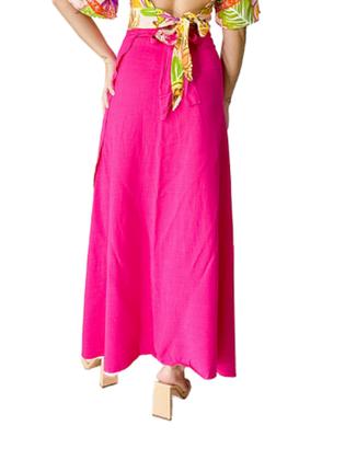 Imagem de saia feminina longa envelope de viscolinho com forro com fenda lateral 