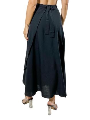 Imagem de saia feminina longa envelope de viscolinho com forro com fenda lateral 