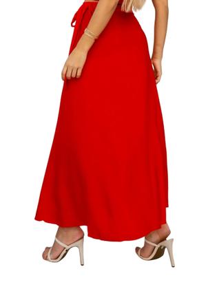 Imagem de saia feminina longa envelope de viscolinho com forro com fenda lateral 