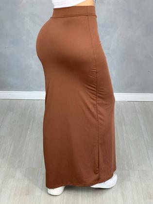 Imagem de Saia Feminina Midi Com Fenda Lateral Cintura Alta Plus Size