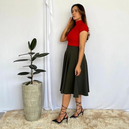 Imagem de Saia Gode Midi Rodada Social Moda Evangélica Congresso