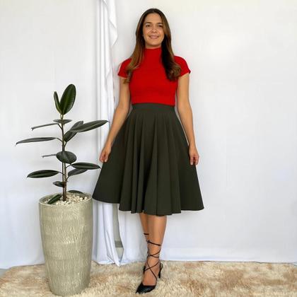 Imagem de Saia Gode Midi Rodada Social Moda Evangélica Congresso