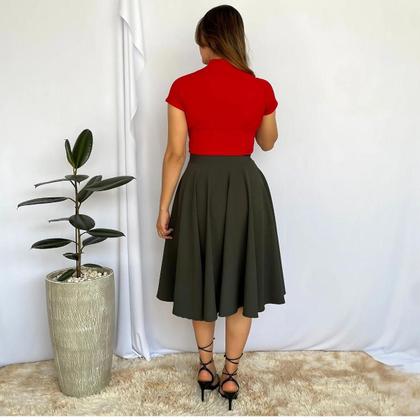 Imagem de Saia Gode Midi Rodada Social Moda Evangélica Congresso