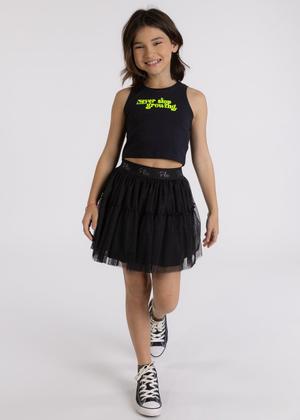 Imagem de Saia Infantil com Tule Franzido e Elástico Personalizado Plii