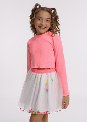Imagem de Saia Infantil em Tule com Pompons Colorido
