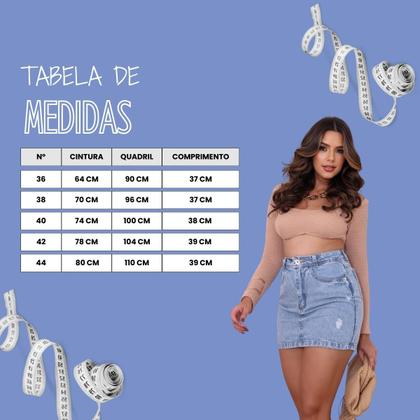 Imagem de Saia Jeans cintura alta lavagem clara