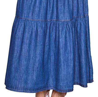 Imagem de Saia Jeans Feminina Longa 3 Marias Elastico Cos Cintura Alta