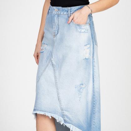 Imagem de Saia Jeans Midi Assimétrica Destroyed