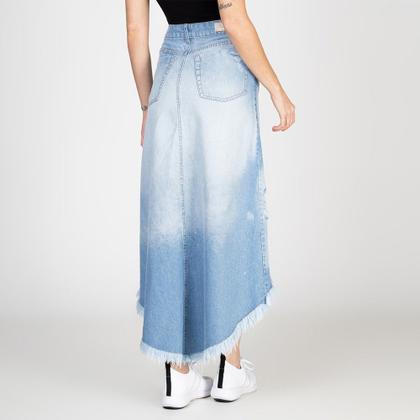Imagem de Saia Jeans Midi Assimétrica Destroyed