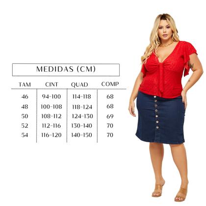 Imagem de Saia Jeans Midi Estilo Lápis Evangélica Elegante Com Lycra e Botões Plus Size