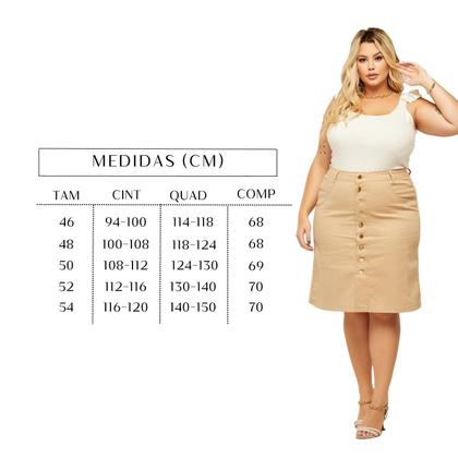 Imagem de Saia Jeans Midi Estilo Lápis Evangélica Elegante Com Lycra e Botões Plus Size