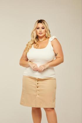 Imagem de Saia Jeans Midi Estilo Lápis Evangélica Elegante Com Lycra e Botões Plus Size