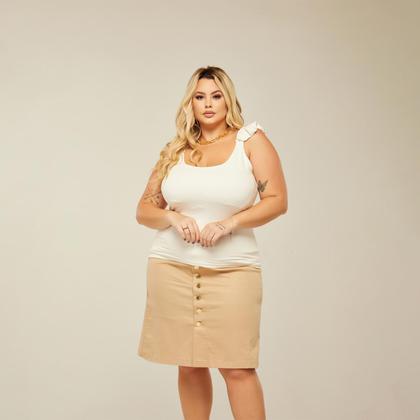 Imagem de Saia Jeans Midi Estilo Lápis Evangélica Elegante Com Lycra e Botões Plus Size