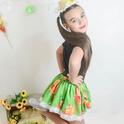 Imagem de Saia Junina Infantil Festa Junina Caipira Luxo São João Arraia Caipirinha Menina Quermesse Quadrilha