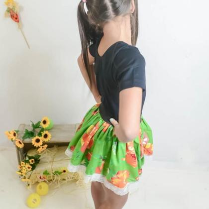Imagem de Saia Junina Infantil Festa Junina Caipira Luxo São João Arraia Caipirinha Menina Quermesse Quadrilha