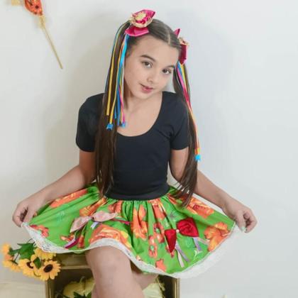 Imagem de Saia Junina Infantil Festa Junina Caipira Luxo São João Arraia Caipirinha Menina Quermesse Quadrilha