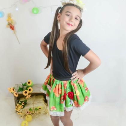 Imagem de Saia Junina Infantil Festa Junina Caipira Luxo São João Arraia Caipirinha Menina Quermesse Quadrilha