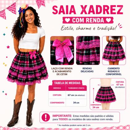 Imagem de Saia Junina Quadrilha Caipira Curta Adulta Colorida Festa