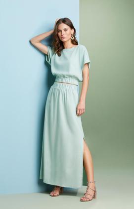 Imagem de Saia Linho com Fenda Lateral Verde