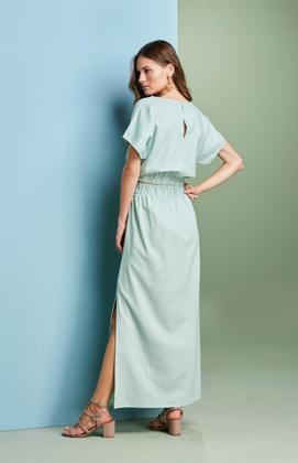 Imagem de Saia Linho com Fenda Lateral Verde