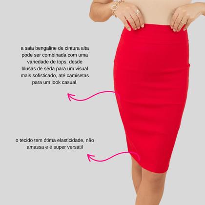 Imagem de Saia Lisa Lápis Vermelha Moda Feminina