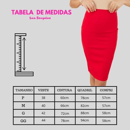 Imagem de Saia Lisa Lápis Vermelha Moda Feminina