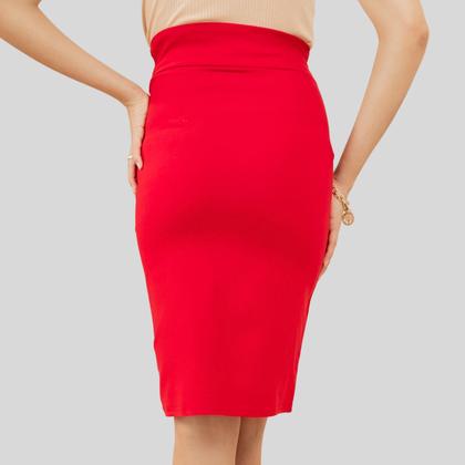 Imagem de Saia Lisa Lápis Vermelha Moda Feminina