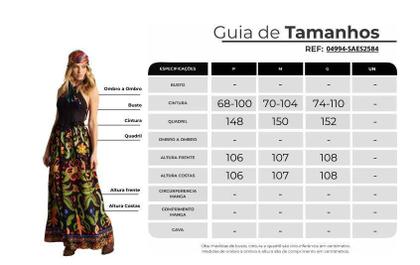 Imagem de Saia Longa Com Elástico Na Cintura Preto Estampado Yacamim A25