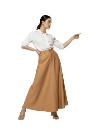 Imagem de Saia Longa Feminina Evangélica Alfaiataria Godê com Bolsos  Elegante, Leve e Atemporal