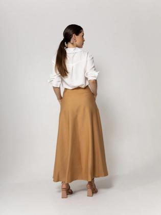 Imagem de Saia Longa Feminina Evangélica Alfaiataria Godê com Bolsos  Elegante, Leve e Atemporal