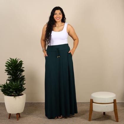 Imagem de Saia Longa Feminina Plus Size Malha Cintura Alta Moda Evangélica Elegante Social