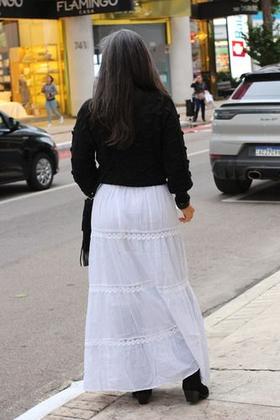 Imagem de Saia Longa Xadrez Boho Chic Feminina Algodão Primavera Renda