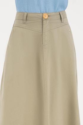 Imagem de Saia Midi Cáqui Em Sarja Color Via Tolentino