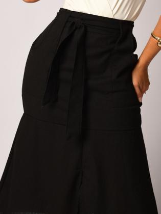 Imagem de Saia Midi De Linho Com Bolsos Acompanha Cinto