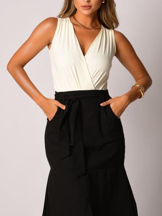 Imagem de Saia Midi De Linho Com Bolsos Acompanha Cinto