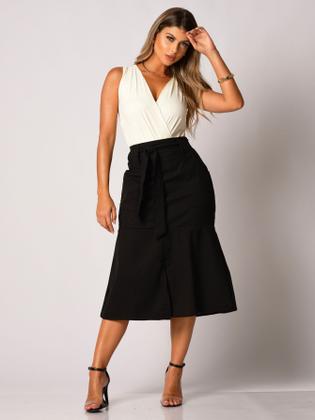 Imagem de Saia Midi De Linho Com Bolsos Acompanha Cinto