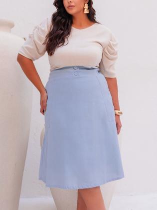 Imagem de Saia Midi De Linho Plus Size Elegante