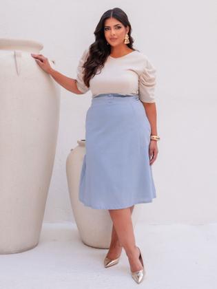 Imagem de Saia Midi De Linho Plus Size Elegante