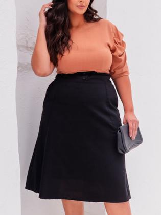 Imagem de Saia Midi De Linho Plus Size Elegante