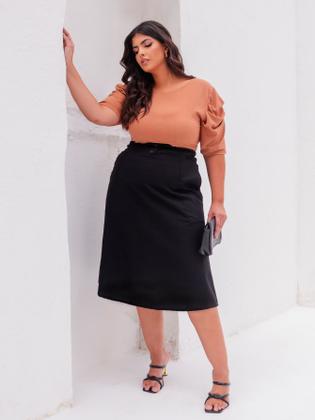 Imagem de Saia Midi De Linho Plus Size Elegante